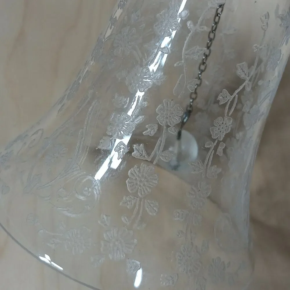 Vintage Navarre Crystal Bell by Fostoria Floral Embossed Clear 6